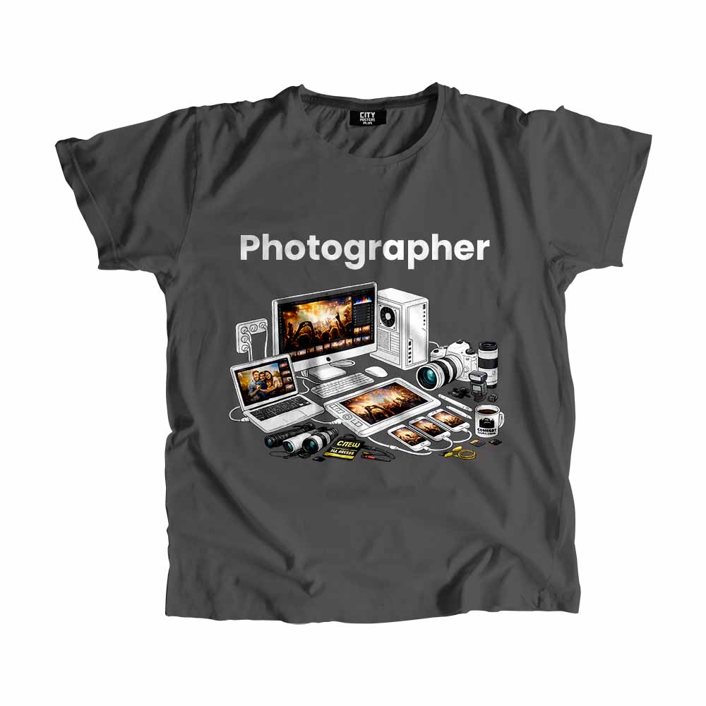 Photographer Men Unisex T-Shirt (Charcoal Grey) Tech Innovation Unisex T-Shirt