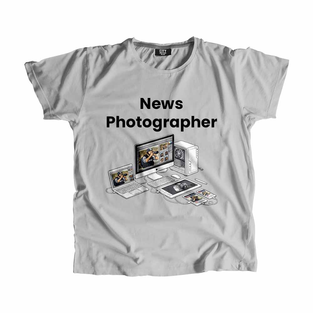 News Photographer Men Unisex T-Shirt (Melange Grey) Tech Innovation Unisex T-Shirt