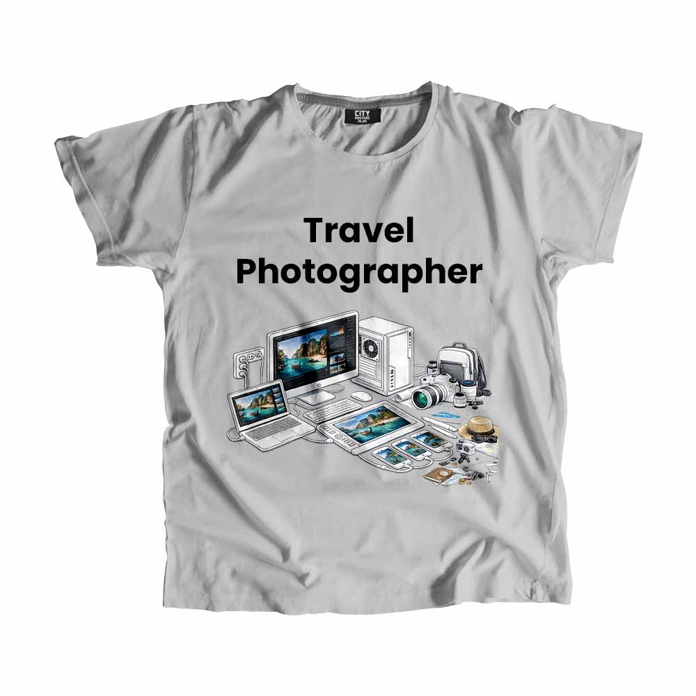 Travel Photographer Men Unisex T-Shirt (Melange Grey) Tech Innovation Unisex T-Shirt