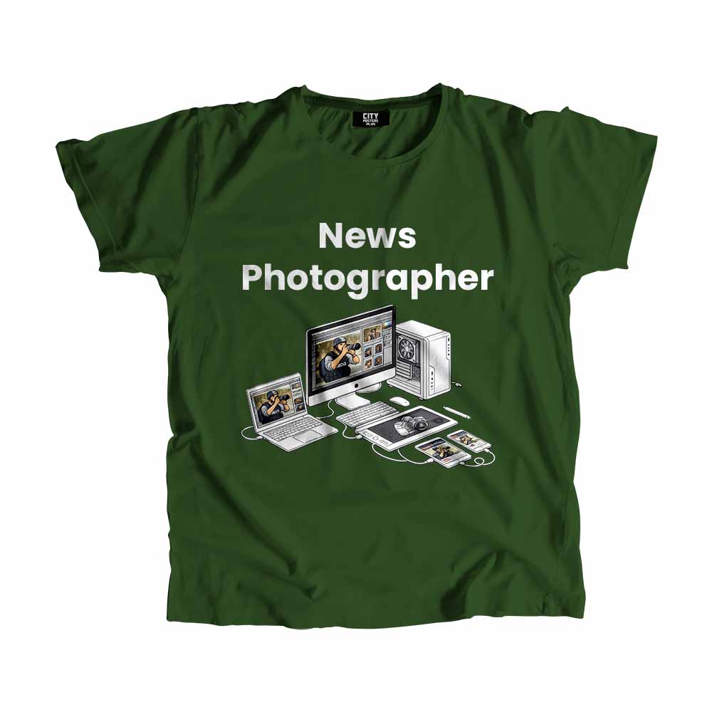 News Photographer Men Unisex T-Shirt (Olive Green) Tech Innovation Unisex T-Shirt