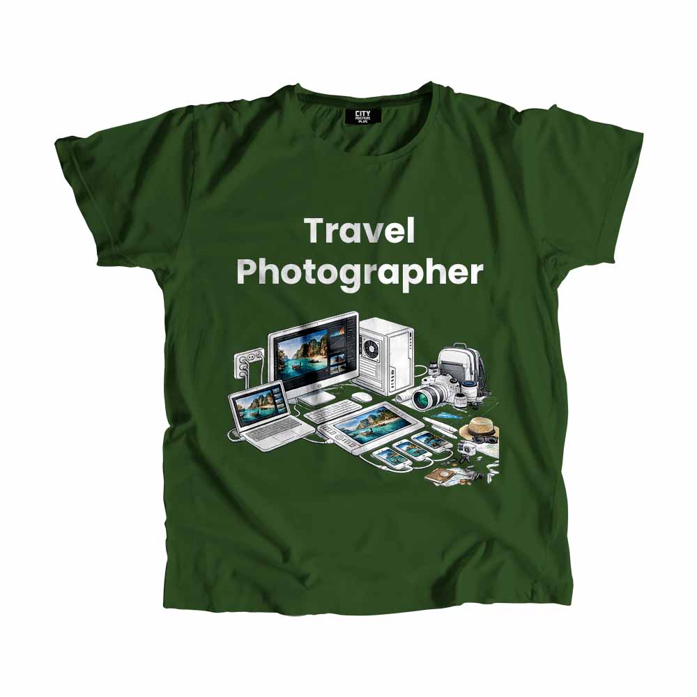Travel Photographer Men Unisex T-Shirt (Olive Green) Tech Innovation Unisex T-Shirt