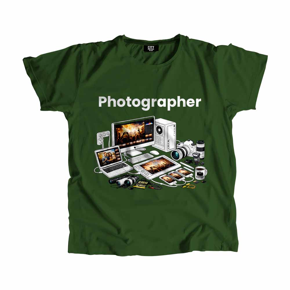 Photographer Men Unisex T-Shirt (Olive Green) Tech Innovation Unisex T-Shirt