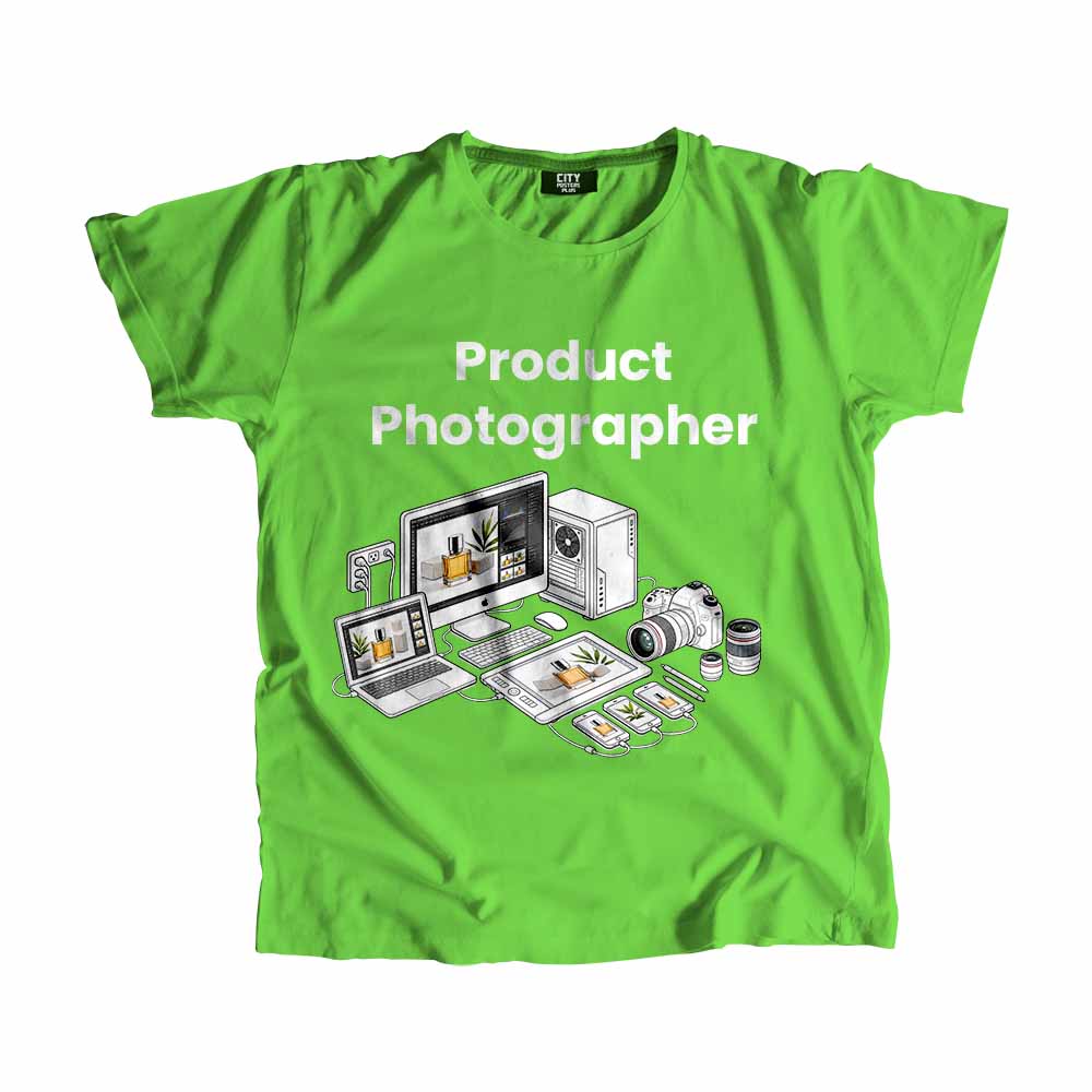 Product Photographer Men Unisex T-Shirt (Liril Green) Tech Innovation Unisex T-Shirt