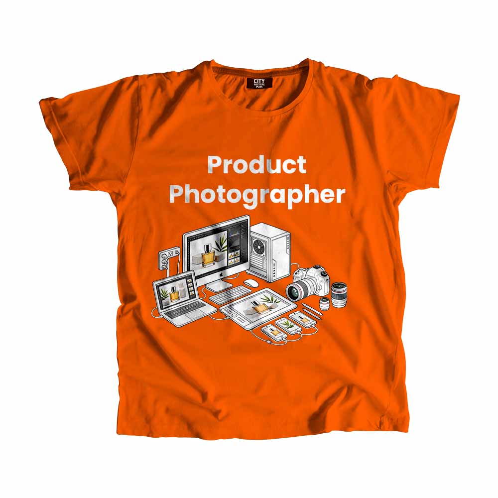 Product Photographer Men Unisex T-Shirt (Orange) Tech Innovation Unisex T-Shirt