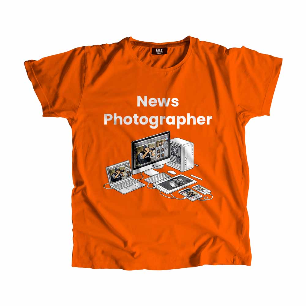 News Photographer Men Unisex T-Shirt (Orange) Tech Innovation Unisex T-Shirt