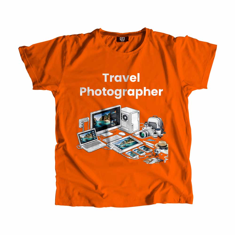 Travel Photographer Men Unisex T-Shirt (Orange) Tech Innovation Unisex T-Shirt
