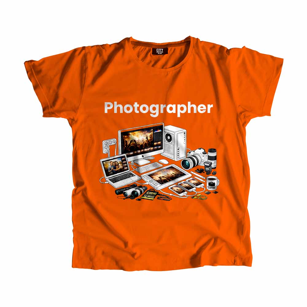 Photographer Men Unisex T-Shirt (Orange) Tech Innovation Unisex T-Shirt
