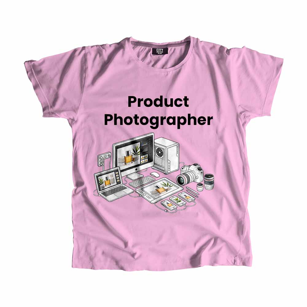Product Photographer Men Unisex T-Shirt (Light Pink) Tech Innovation Unisex T-Shirt