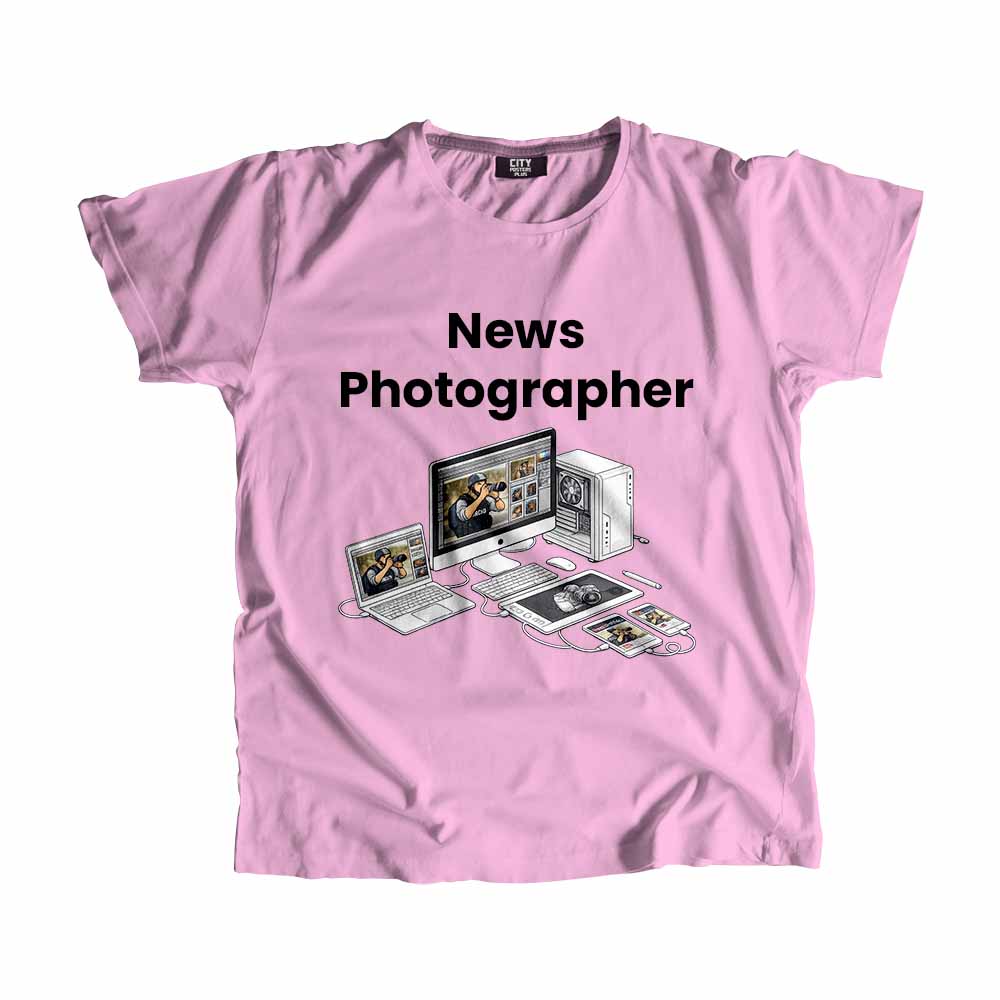 News Photographer Men Unisex T-Shirt (Light Pink) Tech Innovation Unisex T-Shirt