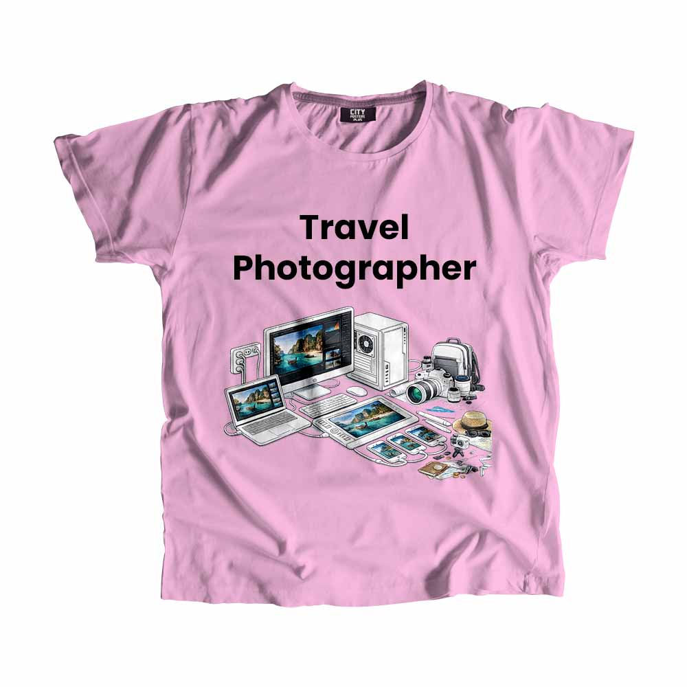 Travel Photographer Men Unisex T-Shirt (Light Pink) Tech Innovation Unisex T-Shirt