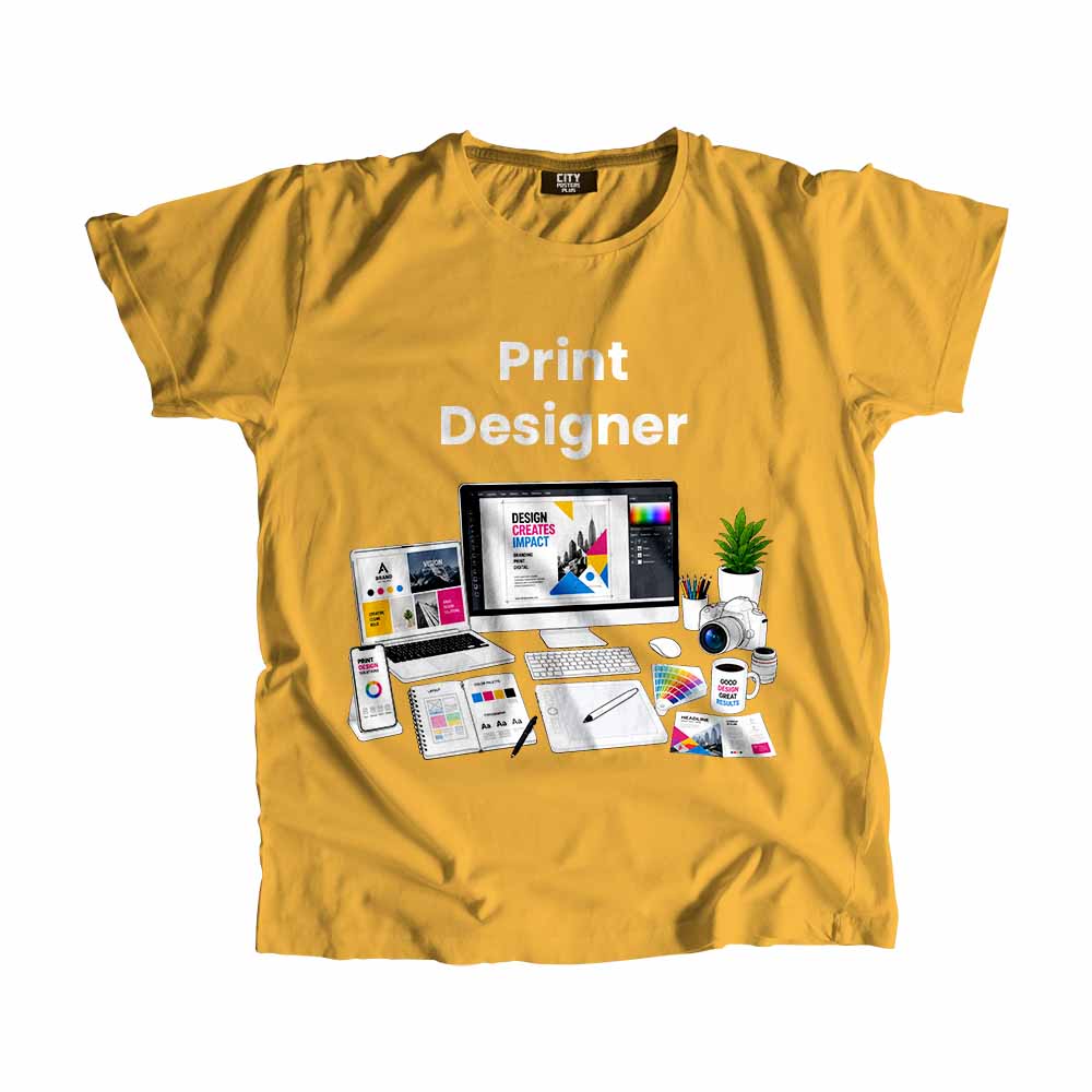Print Designer Men Unisex T-Shirt (Golden Yellow) Tech Innovation Unisex T-Shirt