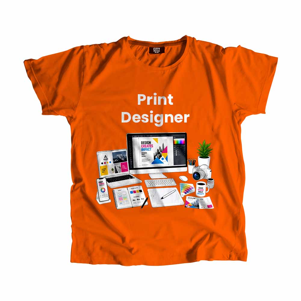Print Designer Men Unisex T-Shirt (Orange) Tech Innovation Unisex T-Shirt