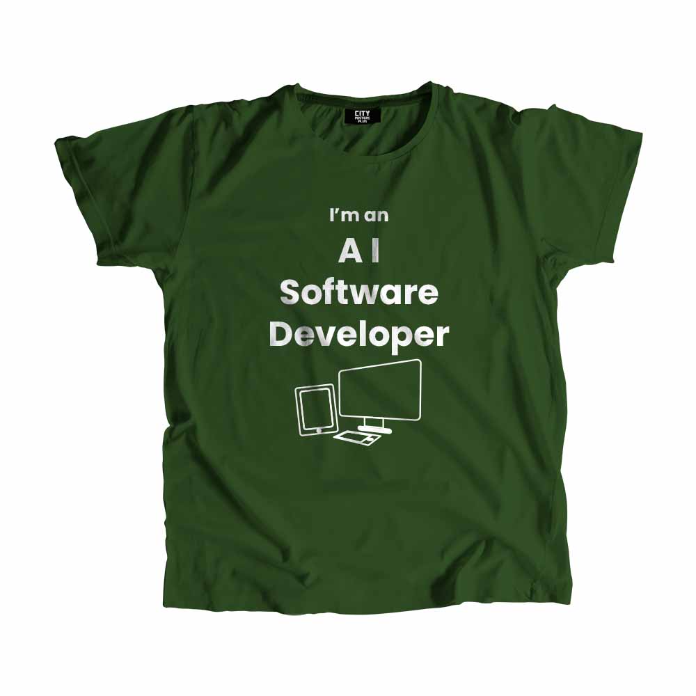 AI Software Developer Men Unisex T-Shirt (Olive Green)